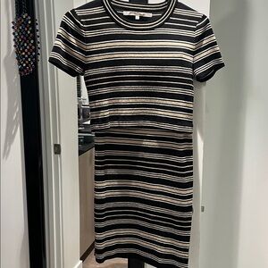 Rachel Roy Skirt Set Women S Black Gold Striped Metallic Knit Top Pull On Pencil